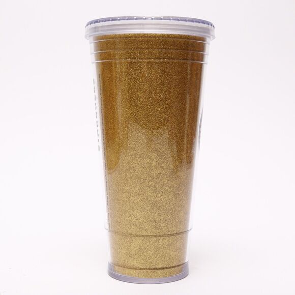 Starbucks Coffee 2018 Gold Glitter 20oz Insulated Tumbler & Lid No Straw - Picture 5 of 9